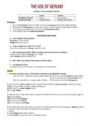 English Worksheet: Use of Gerund