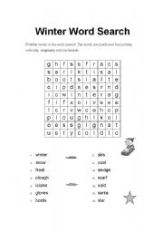 English worksheet: Winter Word Search