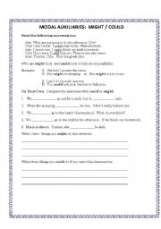 English Worksheet: Might or Could?