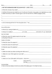 English Worksheet: UNITED STATES STATES PROJECT 1