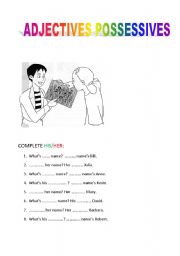 English worksheet: adjectives possessives