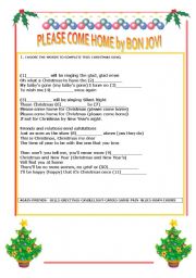 English worksheet: PLEASE COME HOME FOR CHRISTMAS