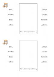 English worksheet: Heads, shoulders, knees and toes