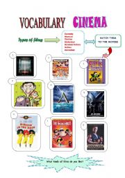 English Worksheet: CINEMA: KINDS OF FILMS