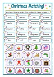English Worksheet: Christmas Matching!
