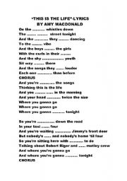 English worksheet: This is the life -lyrics