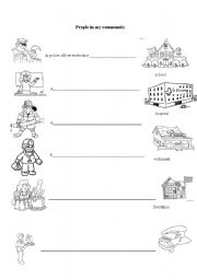 English worksheet: People in my community