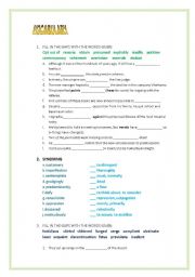 English Worksheet: VOCABULARY CHALLENGE