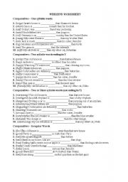 English Worksheet: Comperative form of adj.s