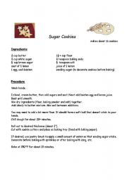English worksheet: Lets Bake! Sugar cookies