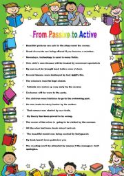 English Worksheet: From Passive to Active