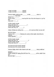 English worksheet: Eleanor Rigby (Beatles) gapfill worksheet
