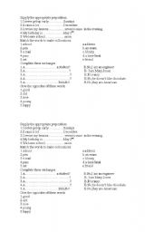 English worksheet: grammar and vocabulary