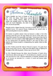 English Worksheet: Reading - Nelson Mandela