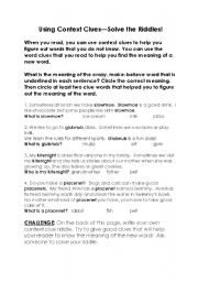 English worksheet: Context Clues 