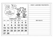 English Worksheet: Calendar 2011 - February and March + diaries