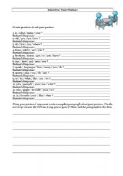 English worksheet: Interview your partner