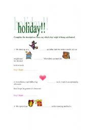 English worksheet: holiday