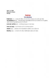 English Worksheet: Fashion