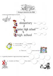 English worksheet: going to school in USA