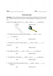 English worksheet: Tape Measures and Rulers