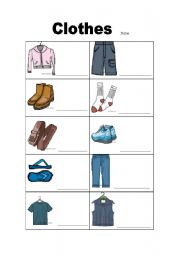 English worksheet: Clothes Vocabulary Worksheet