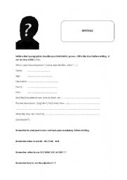 English worksheet: Writing worksheet 