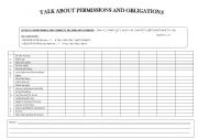 English worksheet: PERMISSIONS OBLIGATIONS COMMUNICATION GRID