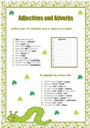 English Worksheet: adjective adverb