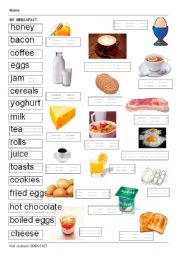 English Worksheet: BREAKFAST FOOD VOCAB