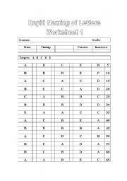 English Worksheet: Rapid reading of letters