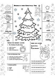 English Worksheet: Christmas Activity 