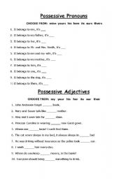 English Worksheet: Possessive pronouns and adjectives