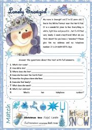 English Worksheet: Lonely Snowgirl