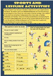 English Worksheet: Sports & Leisure activities