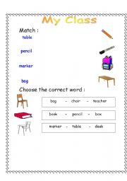 English worksheet: class