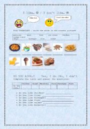 English Worksheet: I like... / I dont like...