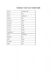 English Worksheet: Things That go Together