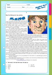 English Worksheet: Test about acne
