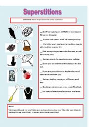 English Worksheet: superstitions