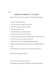 English Worksheet: Nobel Peace Prize 2010