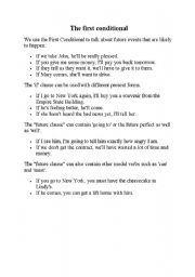 English Worksheet: First Coditional rules and examples