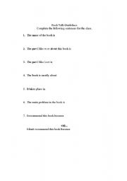 English worksheet: ESL Book Talk