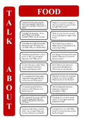 English Worksheet: Food - 18 conversation cards (editable)