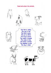 English Worksheet: Colour the animals
