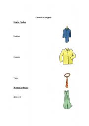 English Worksheet: clothes word scramble