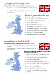 English Worksheet: The United Kingdom of Great Britain & Northern Ireland - Listening Comprehension Test  