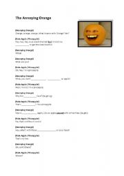 English Worksheet: The Annoying Orange - Vocabulary