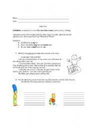 English worksheet: Adjectives Handout