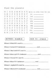 English Worksheet: The planets